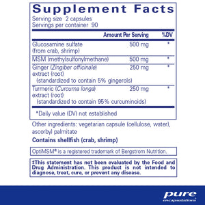 Pure Encapsulations Glucosamine/MSM supplements ingredients
