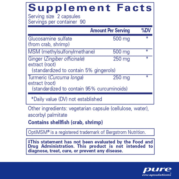 Pure Encapsulations Glucosamine/MSM supplements ingredients