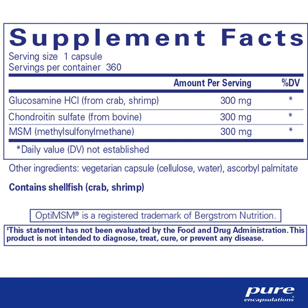 Glucosamine Chondroitin with MSM by Pure Encapsulations Supplement Ingredients