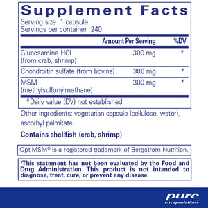 Glucosamine Chondroitin with MSM by Pure Encapsulations Supplement Facts