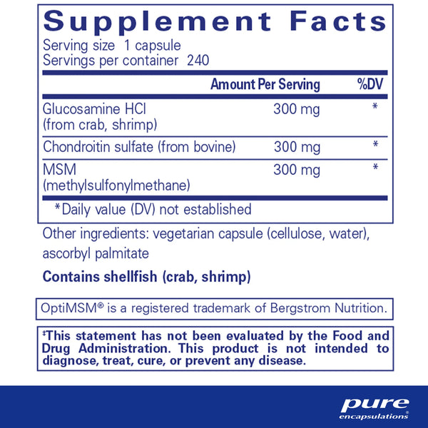 Glucosamine Chondroitin with MSM by Pure Encapsulations Supplement Facts