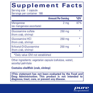 Pure Encapsulations Glucosamine Complex supplements facts