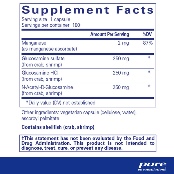 Pure Encapsulations Glucosamine Complex supplements facts