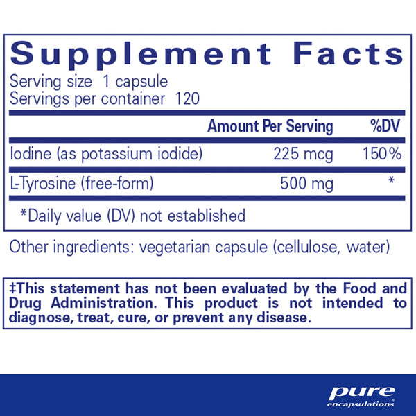 Pure Encapsulations Iodine and Tyrosine Supplement Ingredients 