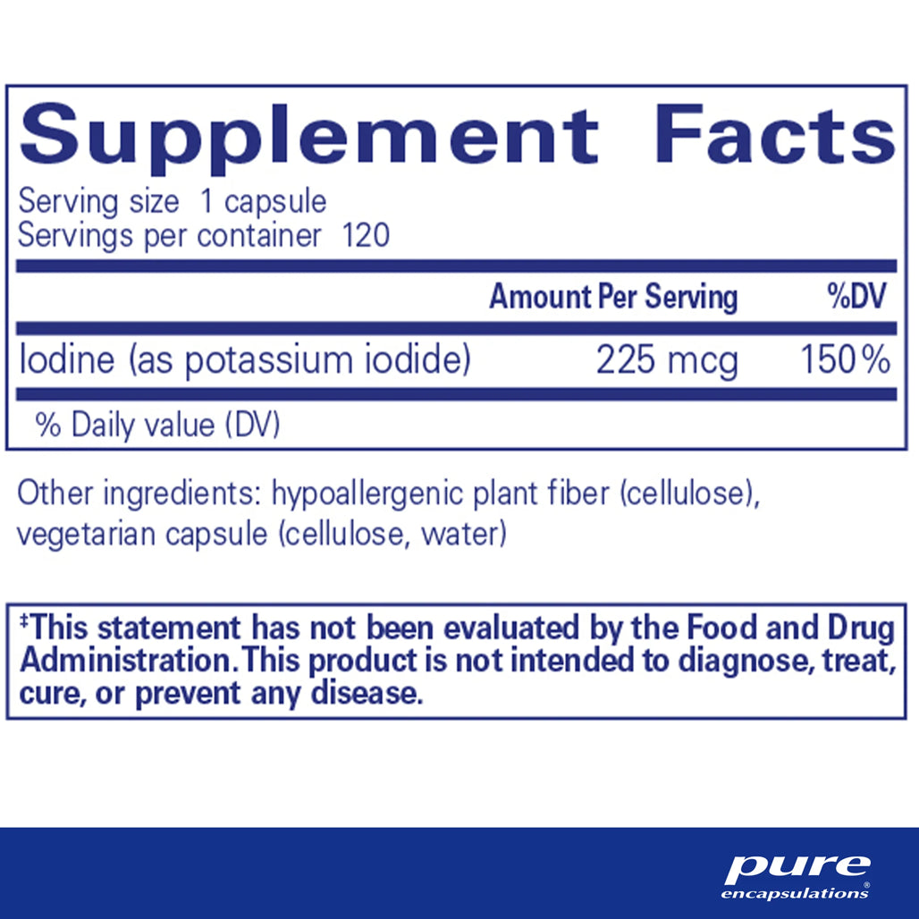 Pure Encapsulations Iodine Potassium iodide Supplement Ingredients