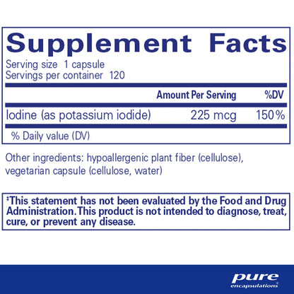 Pure Encapsulations Iodine Potassium iodide Supplement Ingredients