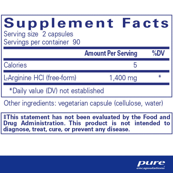 Pure Encapsulations L-Arginine 700 mg Supplement Ingredients 