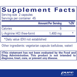 Pure Encapsulations L-Arginine 700 mg supplements facts