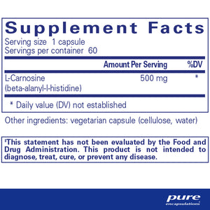 Ingredients of Pure Encapsulations L-Carnosine Dietary Supplement