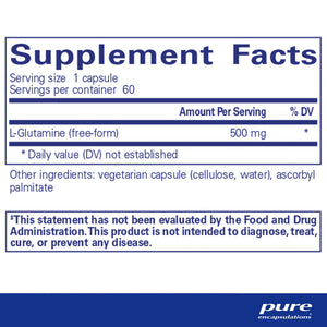 Ingredients of Pure Encapsulations L-Glutamine 500mg Supplement