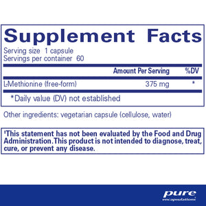 Pure Encapsulations L-Methionine Supplement Ingredients
