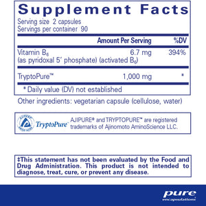 Pure Encapsulations L-Tryptophan Supplement Ingredients