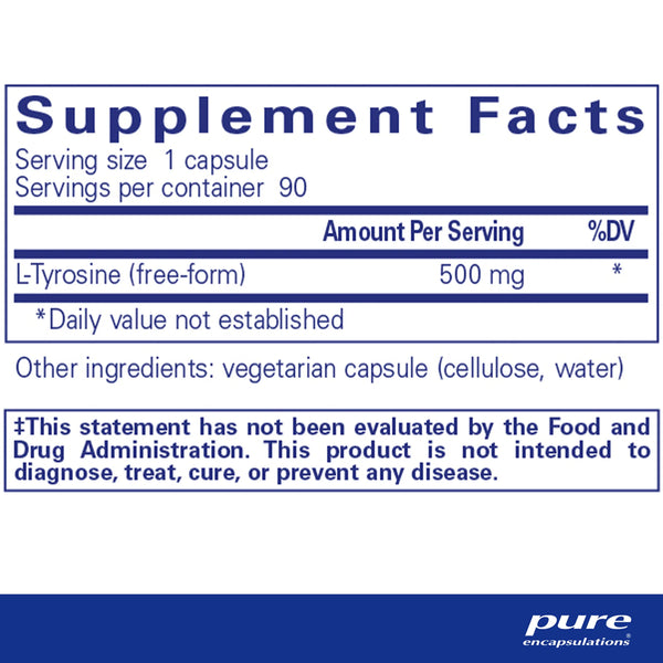 Pure Encapsulations L-Tyrosine 500 mg Dieatry Supplement Ingredients