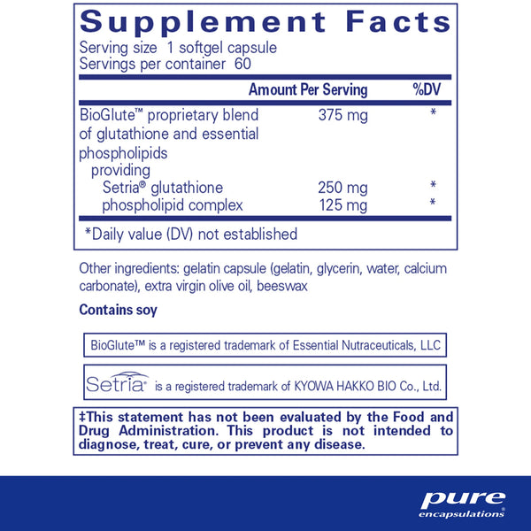 Pure Encapsulations Liposomal Glutathione Supplement Ingredients
