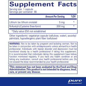 Pure Encapsulations Lithium Orotate 5 mg supplements facts