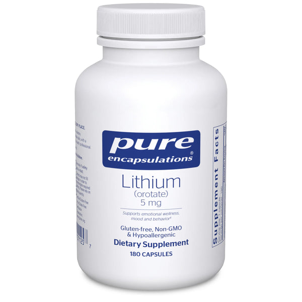 Pure Encapsulations Lithium Orotate 5 mg vegan capsules – mood and emotional wellness support