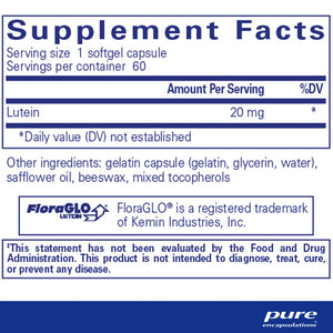 Pure Encapsulations Lutein 20 mg supplements ingredients