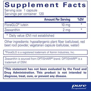 Pure Encapsulations Lutein/Zeaxanthin supplements ingredients