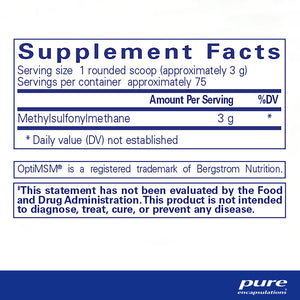 Pure Encapsulations MSM Powder supplements facts
