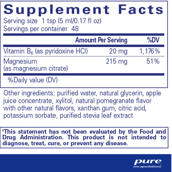 Pure Encapsulations Magnesium Liquid supplements facts