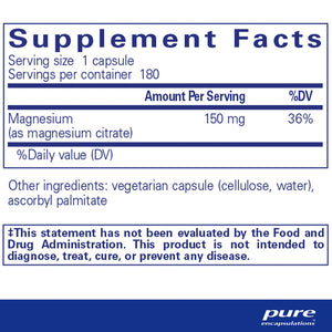 Ingredients of Pure Encapsulations Magnesium citrate