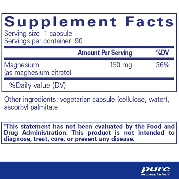 Pure Encapsulations Magnesium citrate supplements ingredients