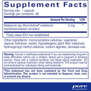 Pure Encapsulations Melatonin-SR supplements facts