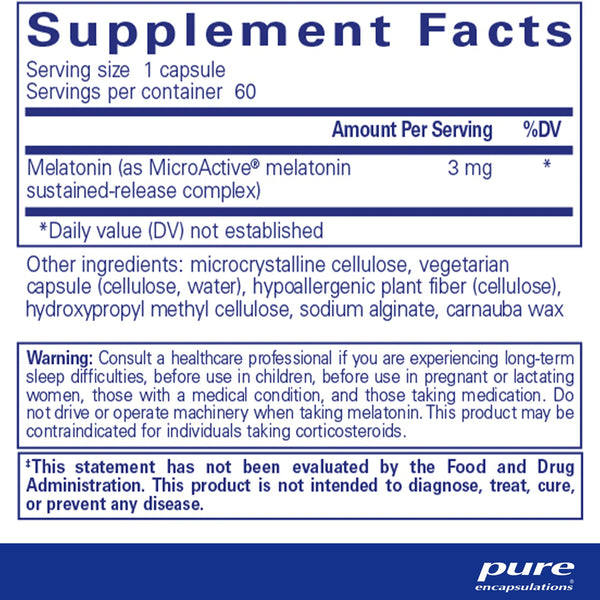Pure Encapsulations Melatonin-SR supplements facts