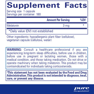 Pure Encapsulations Melatonin 3mg supplements ingredients