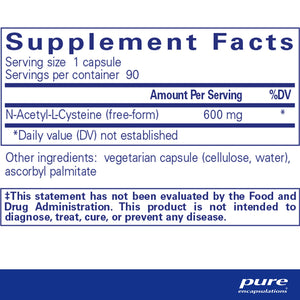 Pure Encapsulations NAC 600mg supplements ingredients