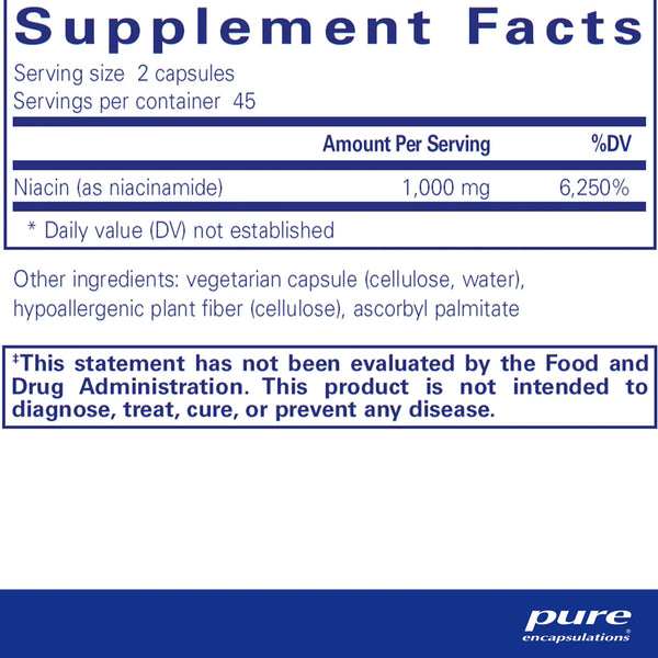 Pure Encapsulations Niacinamide supplements facts