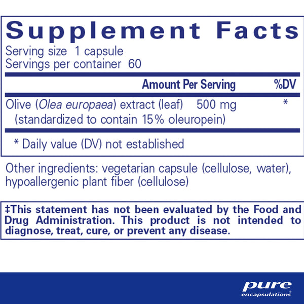 Pure Encapsulations Olive Leaf Extract supplements ingredients