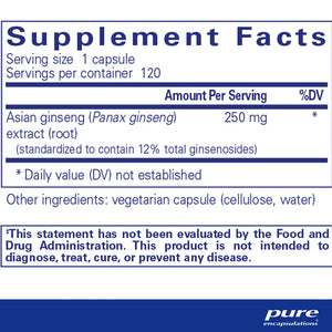 Pure Encapsulations Panax Ginseng supplements facts
