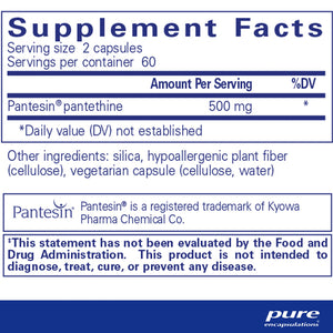 Pure Encapsulations Pantethine supplements ingredients