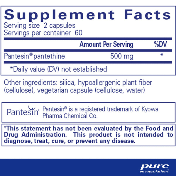 Pure Encapsulations Pantethine supplements ingredients