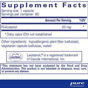 Pure Encapsulations Policosanol 20mg supplements facts