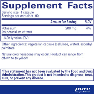 Pure Encapsulations Potassium Citrate supplements ingredients