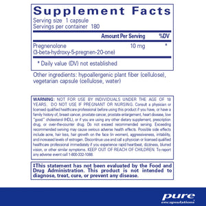 Pure Encapsulations Pregnenolone 10mg supplements ingredients