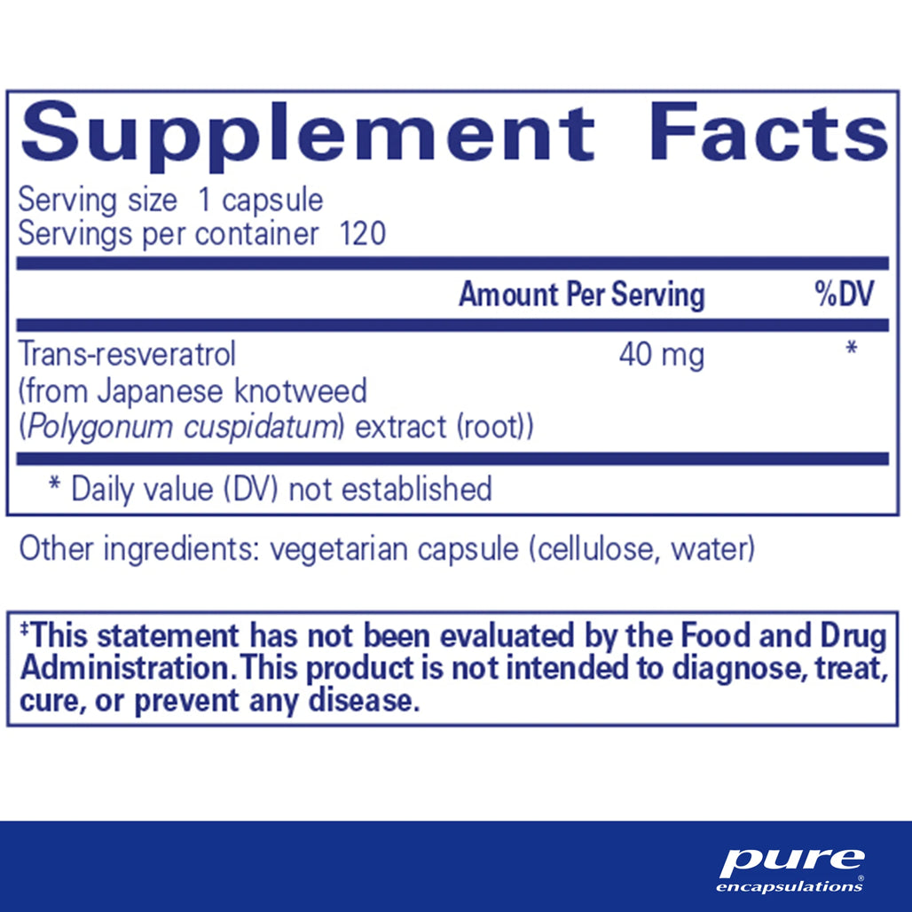 Pure Encapsulations Resveratrol supplements facts