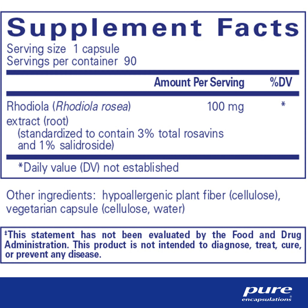 Pure Encapsulations Rhodiola Rosea supplements facts