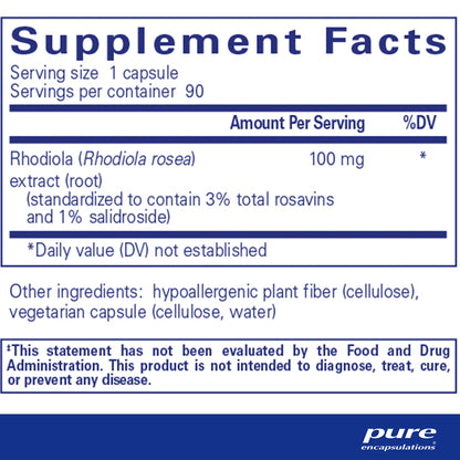 Pure Encapsulations Rhodiola Rosea supplements facts