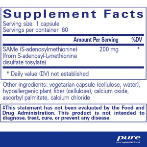 Pure Encapsulations SAMe supplements facts