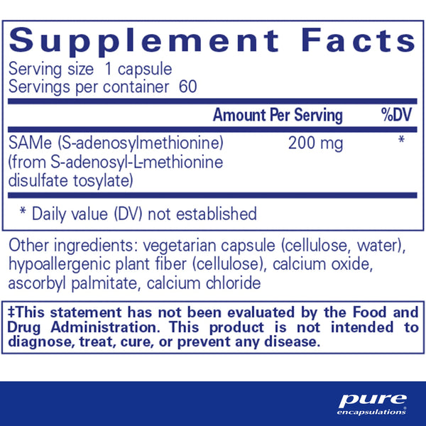 Pure Encapsulations SAMe supplements facts