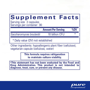 Pure Encapsulations Saccharomyces boulardii supplements facts