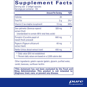 Pure Encapsulations Saw Palmetto Plus supplements facts