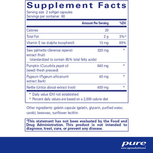 Pure Encapsulations Saw Palmetto Plus supplement ingredients