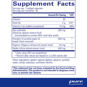 Ingredients of Pure Encapsulations Saw Palmetto Plus supplement