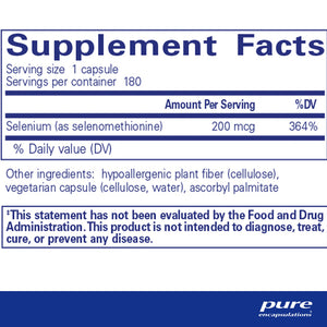 Pure Encapsulations Selenium 200 mcg supplement ingredients