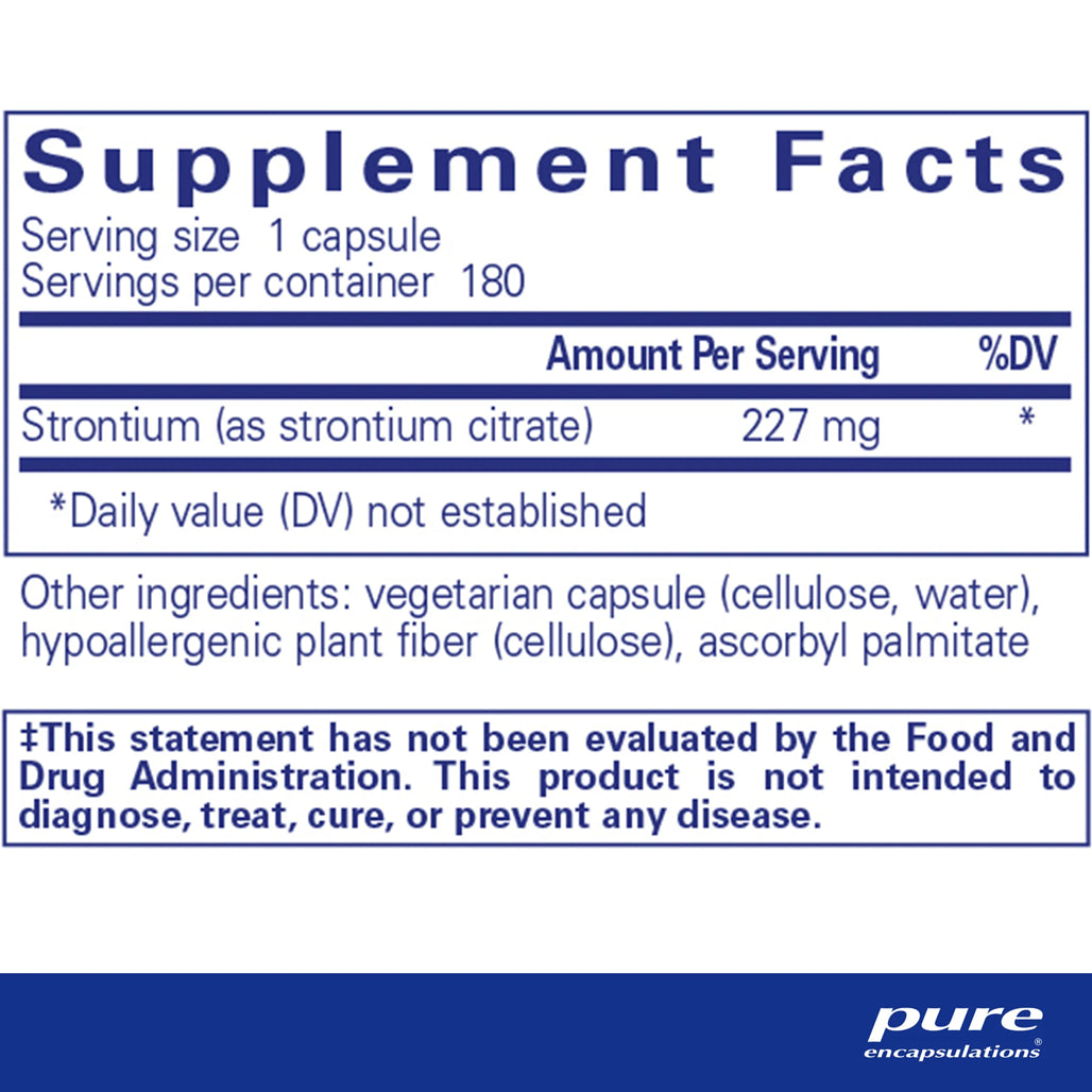 Pure Encapsulations Strontium 227 mg supplements facts