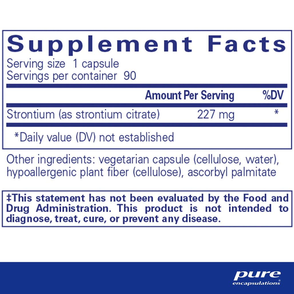 Pure Encapsulations Strontium 227 mg supplement ingredients